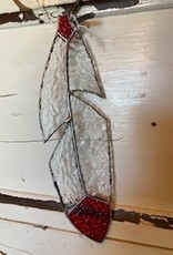 Artist- Andrew Reid ARFEATHER8 Stain glass Feather- Clear with Red Tip,  9.5" x 2.125"