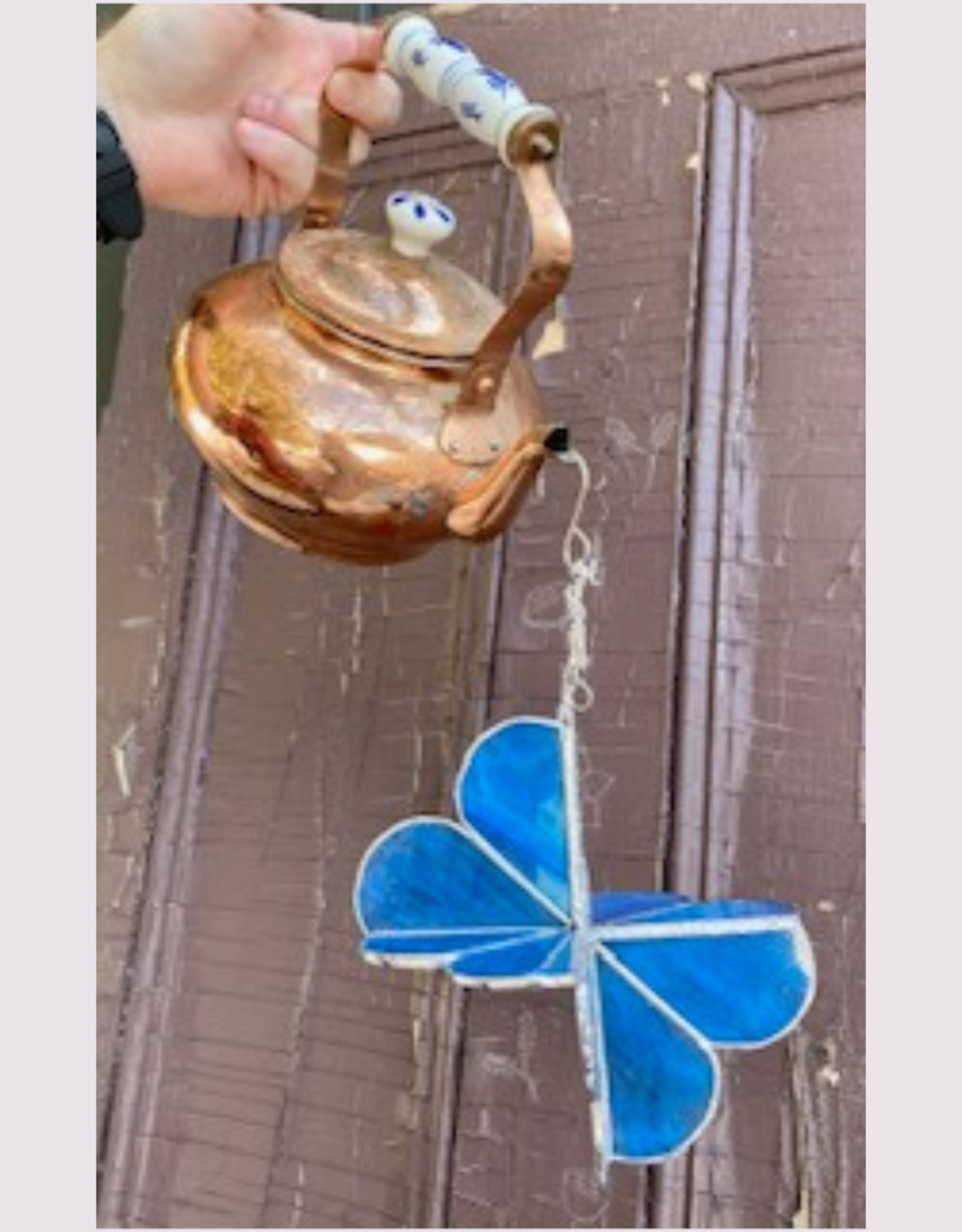 Artist- Andrew Reid ARSPINKETTLE - Blue Spinner with Antique Copper Kettle