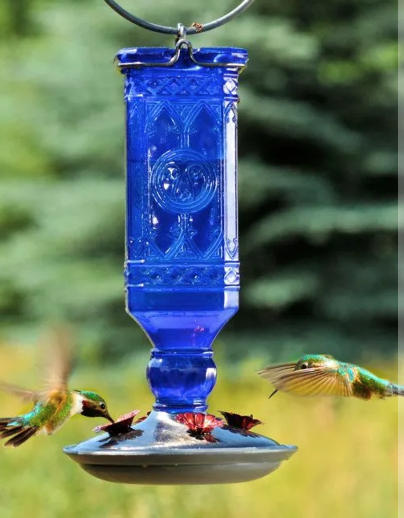 Perky Pet WS8117-2 Antique Glass Hummingbird Feeder - Blue