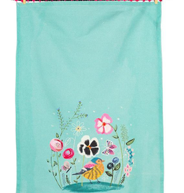 Abbott ABAJ01 Whimsical Garden Tea towel w/ Pompom Trim