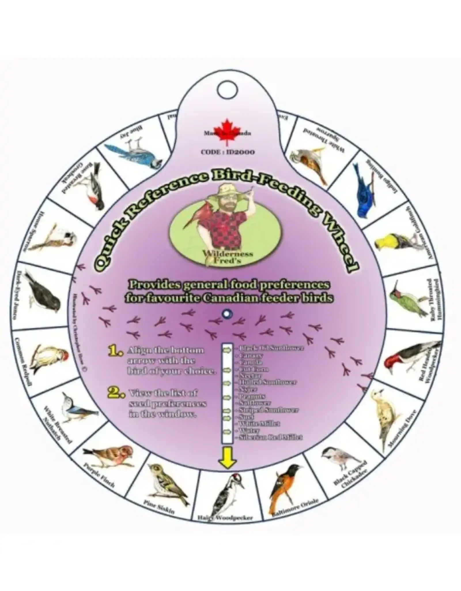 Wilderness Fred's WFID2000 Bird & Seed ID Wheel. MADE IN CANADA