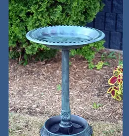 Pinebush PB10427 Polyresin Birdbath- Antique Green