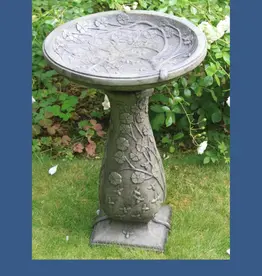 Castart Studio Cherry Blossom Birdbath Tall - Western Slate Finish