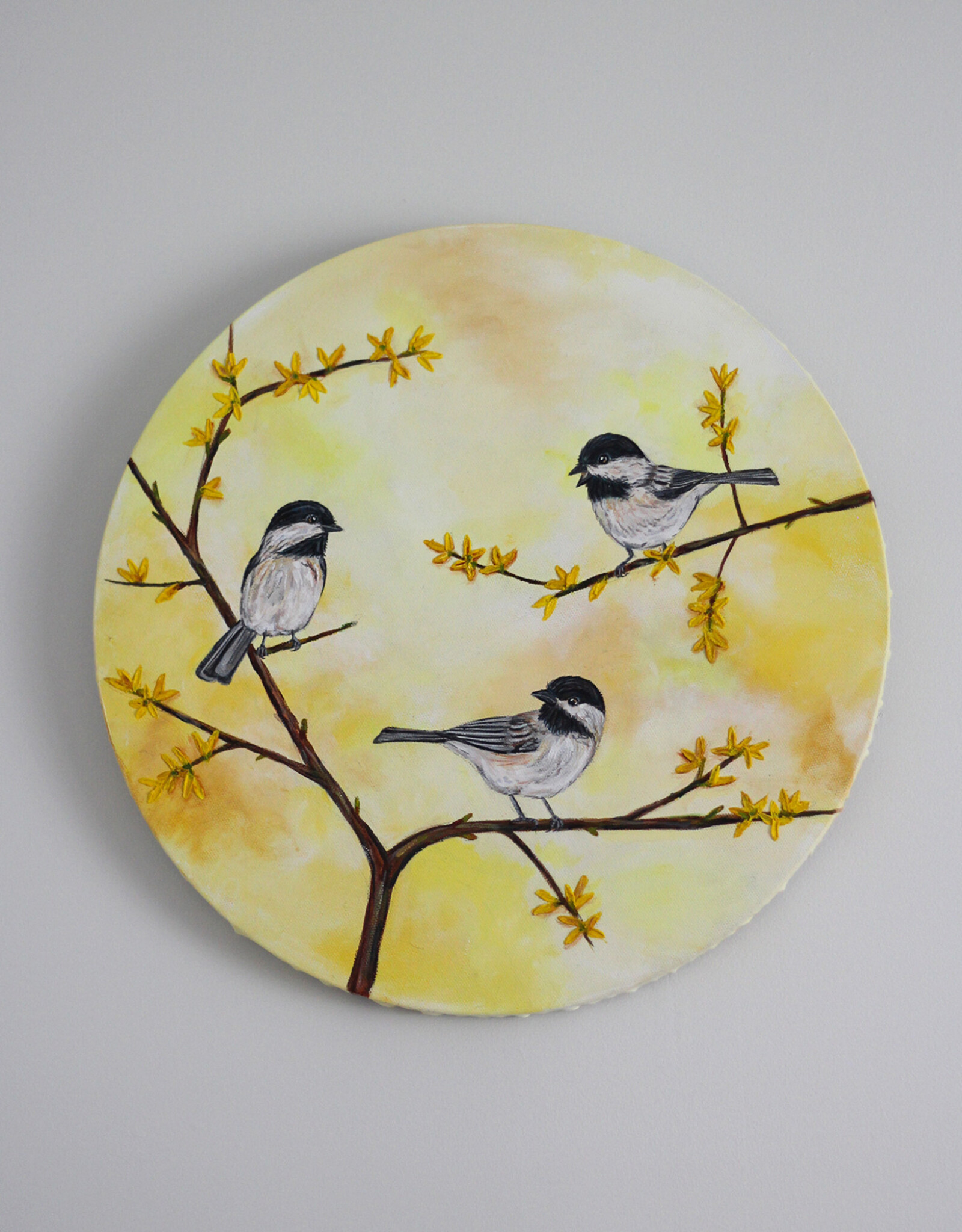 Artist - Alicia Galambos AGGOLDENGIRLS  Golden Girls ,the Black-Capped Chickadees-16" Original