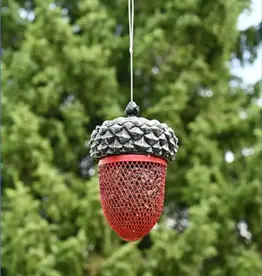 Pinebush PB10060 Acorn Shaped Black Oil/Peanut Feeder, Red