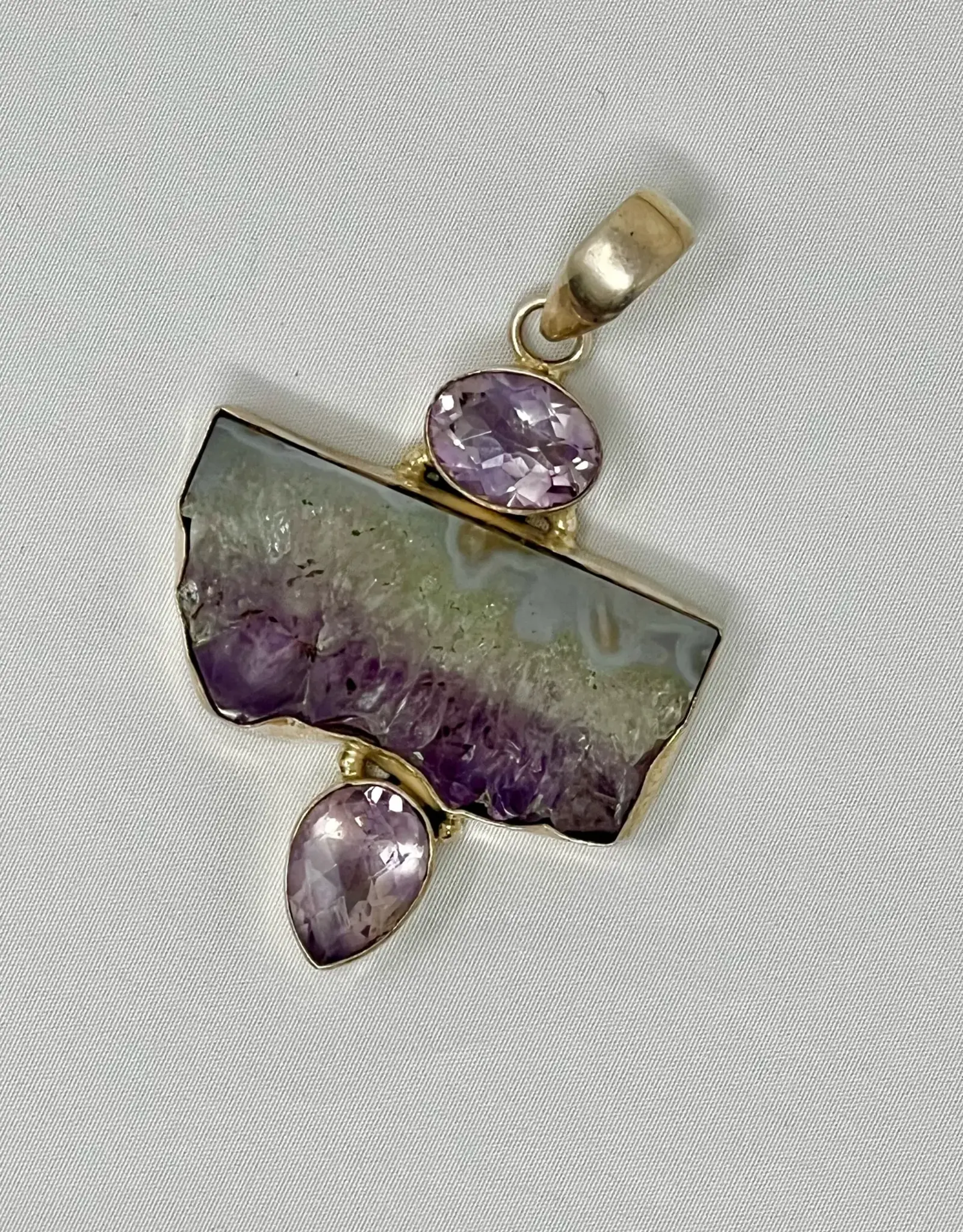 Element Earth ELE002 Amethyst and quarts sterling silver nickel free pendant