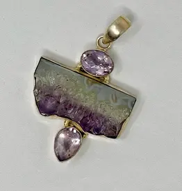 Element Earth ELE002 Amethyst and quarts sterling silver nickel free pendant