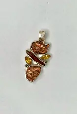 Element Earth ELE006 Raw Copper, citrine and peridot  Pendant Sterling Silver Nickel Free