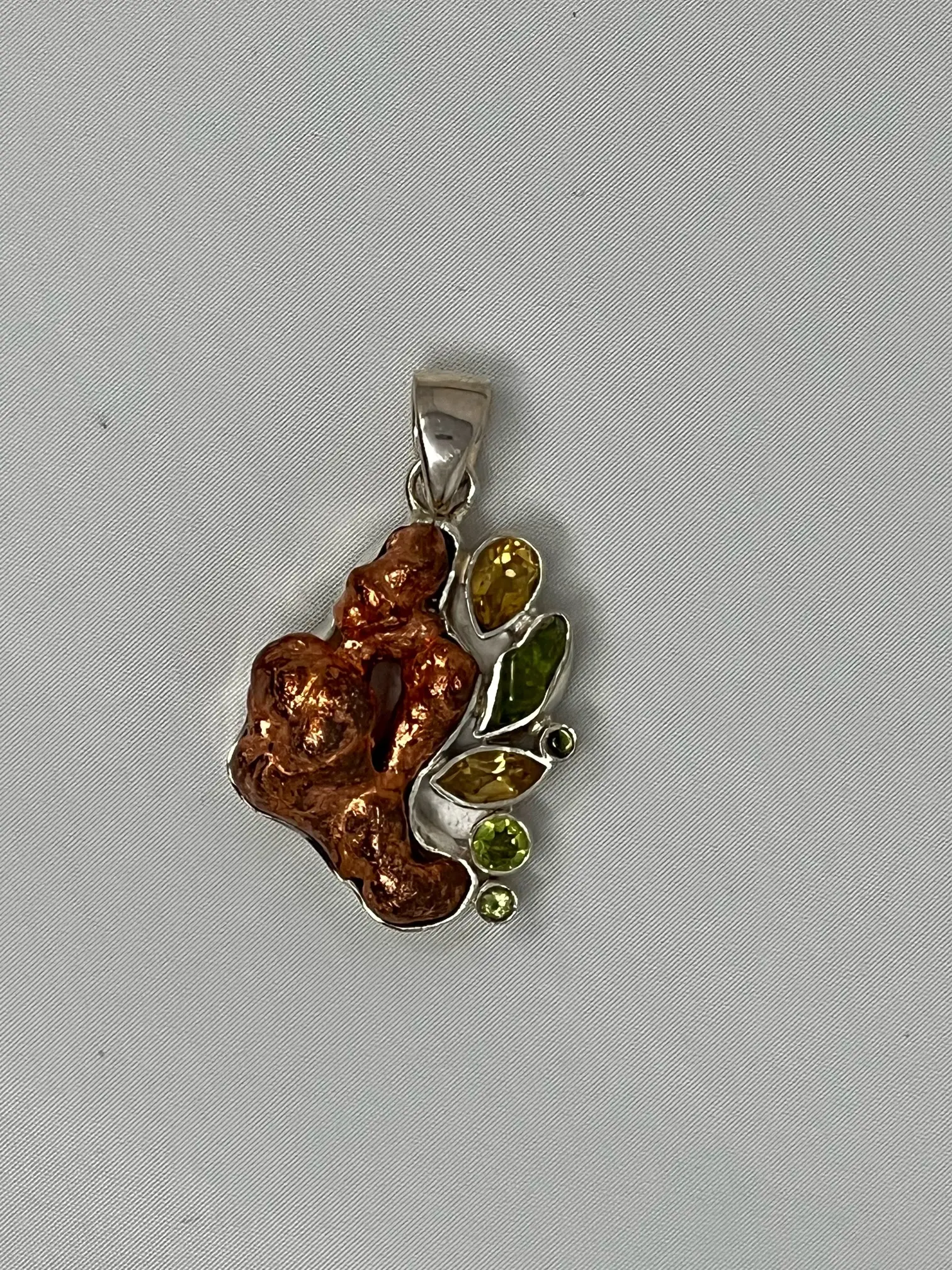 Element Earth ELE007 Raw Copper, citrine and peridot Pendant