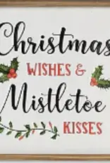 Tri W TWIG2556630A  Christmas Wishes and Mistletoe Kisses, 16" Wood and Metal Wall Decor