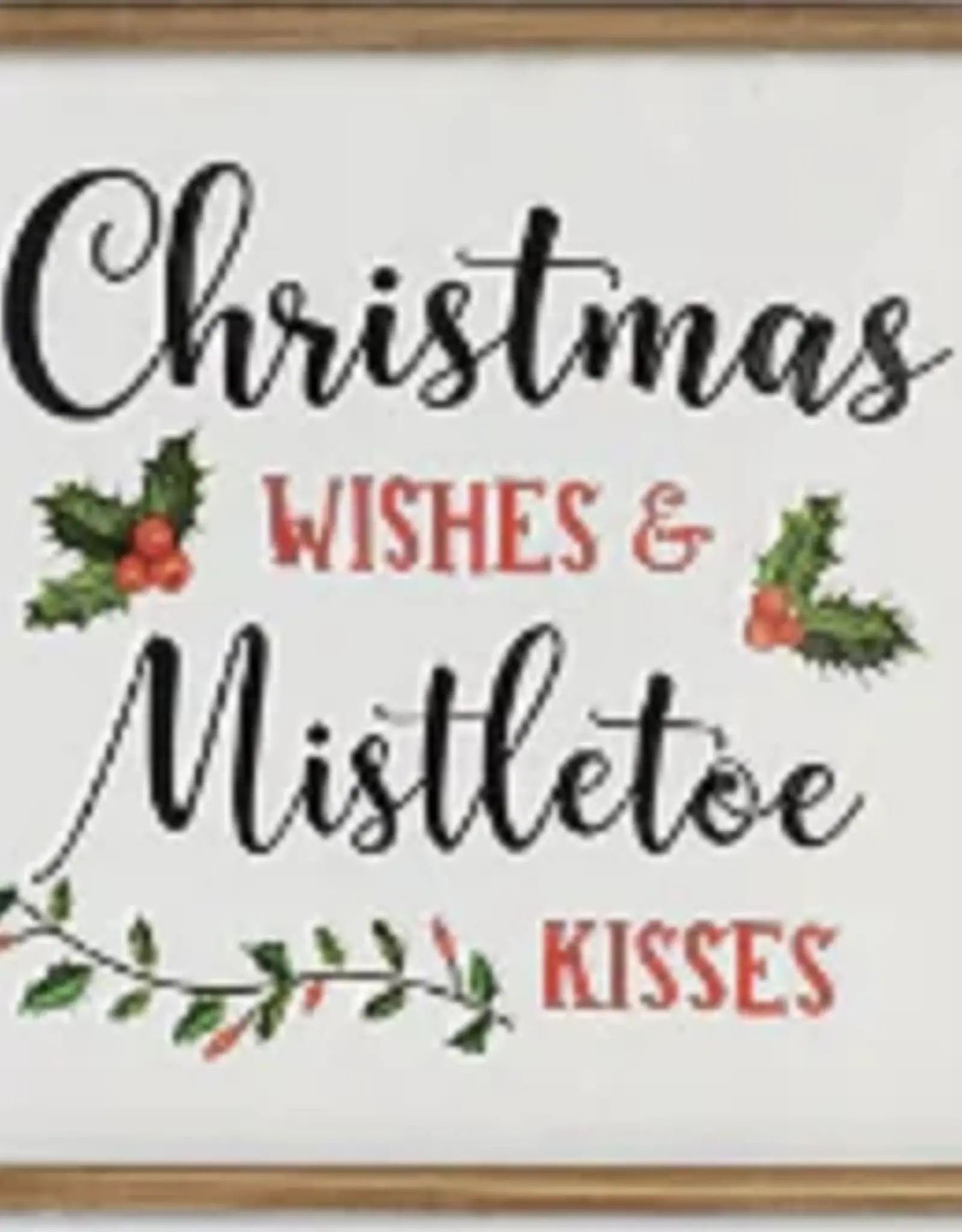 Tri W TWIG2556630A  Christmas Wishes and Mistletoe Kisses, 16" Wood and Metal Wall Decor