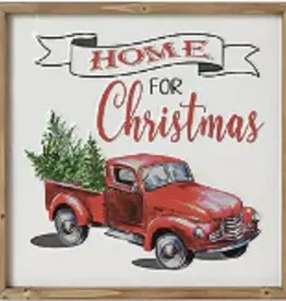 Tri W TWIG2556630B Home for Christmas, 16" Wood and Metal Holiday Wall Decor