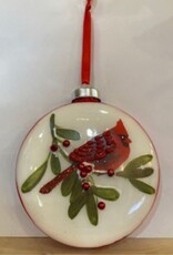 GiftCraft GC642271 Glass Disk Ornament with Cardinal