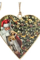 Abbott Santa Heart Doublesided Ornament, 4" Santa and Puppy