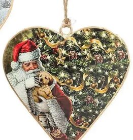 Abbott Santa Heart Doublesided Ornament, 4" Santa and Puppy