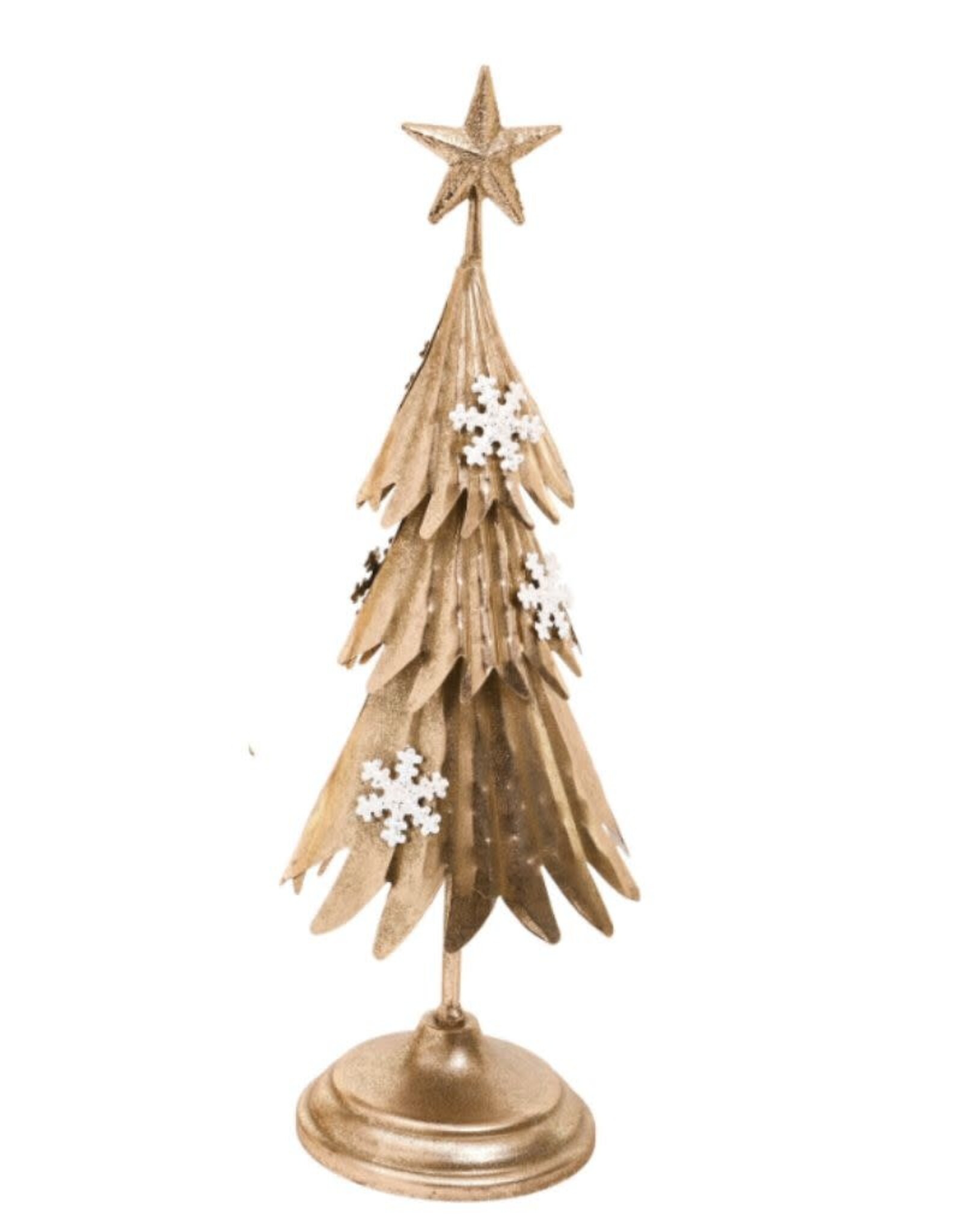 THE PINE CENTRE PC0125 Small Gold Metal Tree with Snowflake, 6x18"