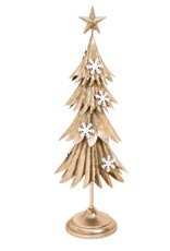 THE PINE CENTRE PC0126 Large Gold Metal Tree with Snowflake, 7x21.5"