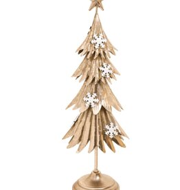 THE PINE CENTRE PC0126 Large Gold Metal Tree with Snowflake, 7x21.5"