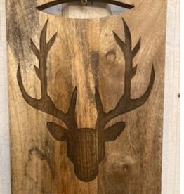 THE PINE CENTRE PC3008  Chopping Board w/ Deer,   Natural Mango Wood, 8"x11"