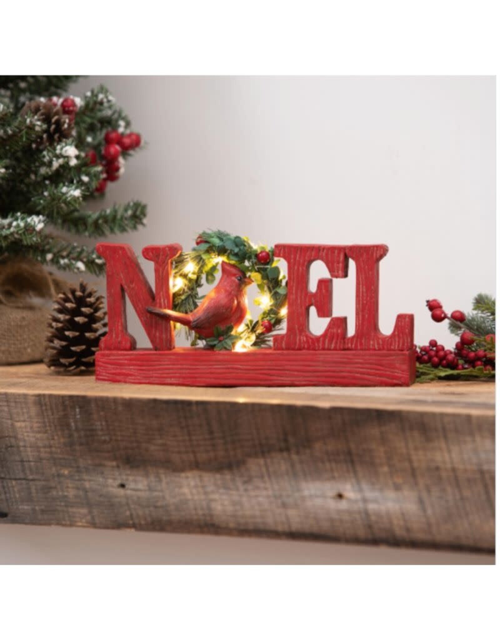 Evergreen EE008 LED NOEL with Garland and Cardinal Table Decor