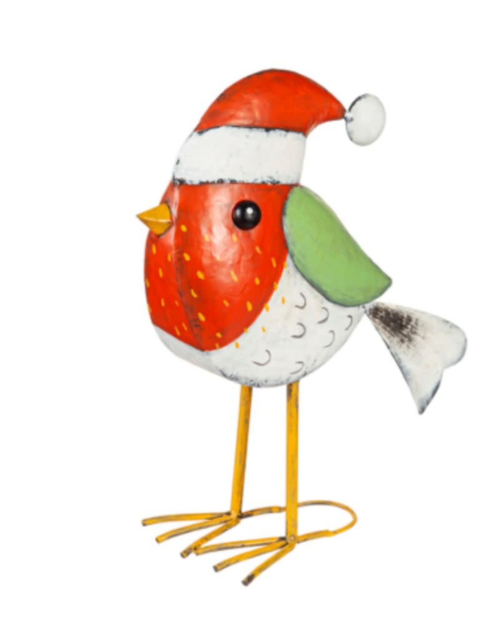 Evergreen EE4707B Metal Holiday Bird with Red Santa Hat