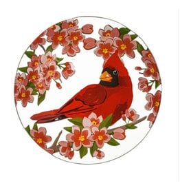 Evergreen EE2GB7030 18" Embossed Glass Bird Bath, Cardinal