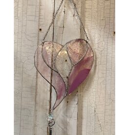 Artist- Andrew Reid ARHEARTKEYP Pink Stained Glass Heart and Key
