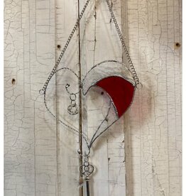 Artist- Andrew Reid ARHRTKEYRW Red/White Stained Glass Heart and Key