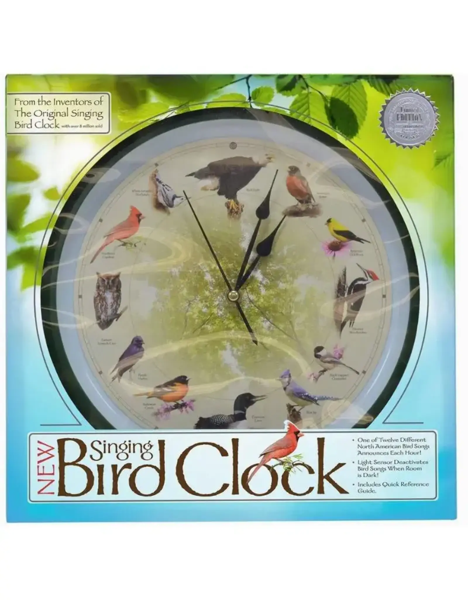 Mark Feldstein & Associates MFABIRD13 20th Anniversary Singing Bird Clock, 13", Green