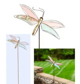Evergreen 45"H Metal Garden Stake, Decoupage Dragonfly