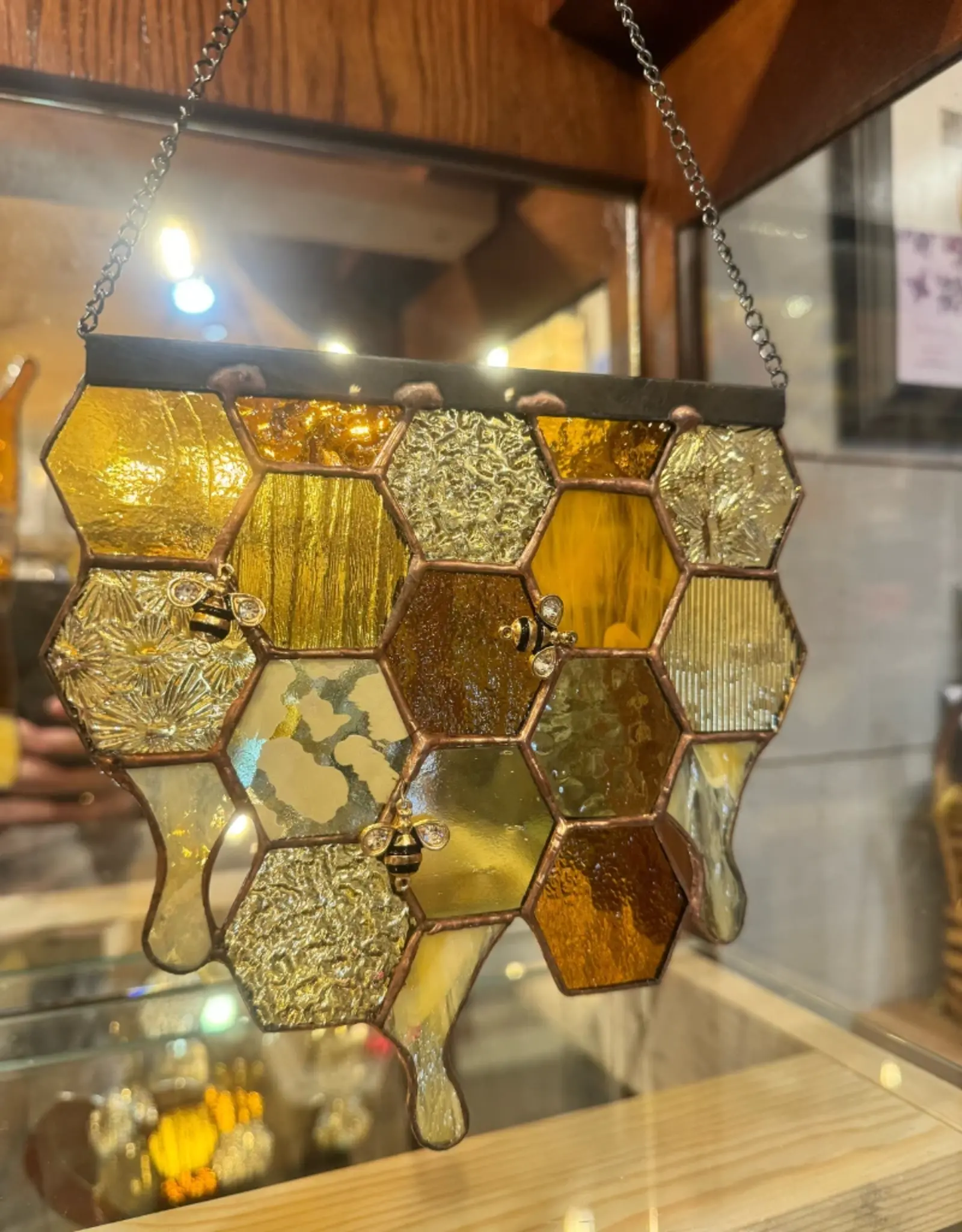Artist- Andrew Reid ARHONCOMB Stained glass honeycomb by Andrew Reid