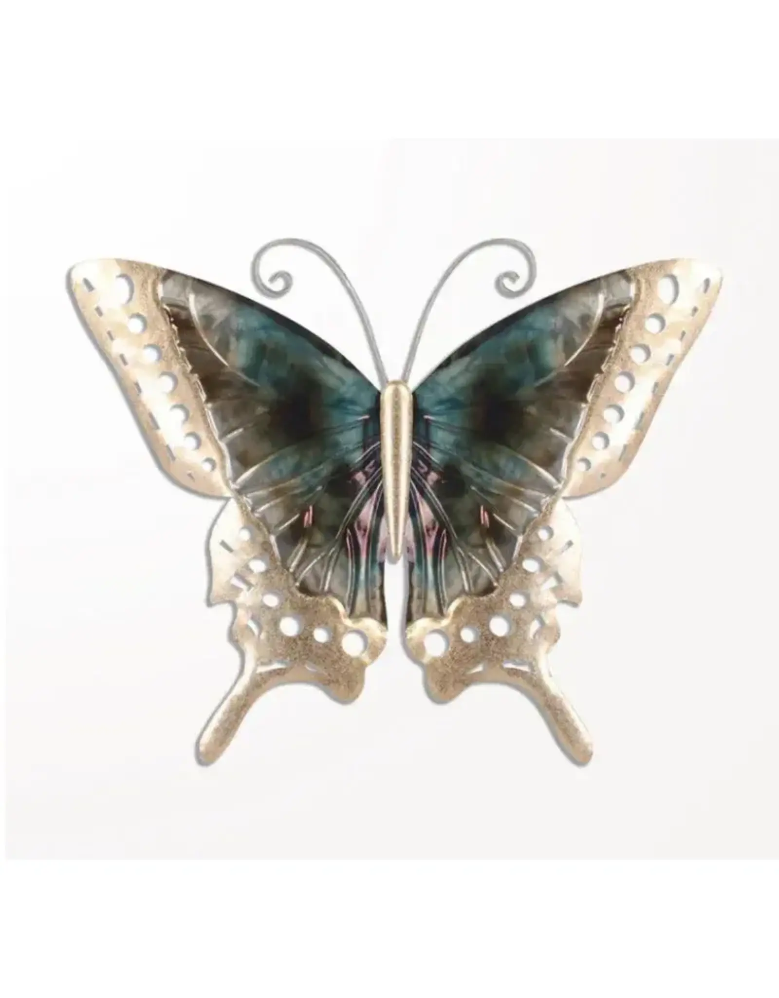 Panam Decor & Gifts PUI37253 Large Aqua Butterfly Metal Wall Decor