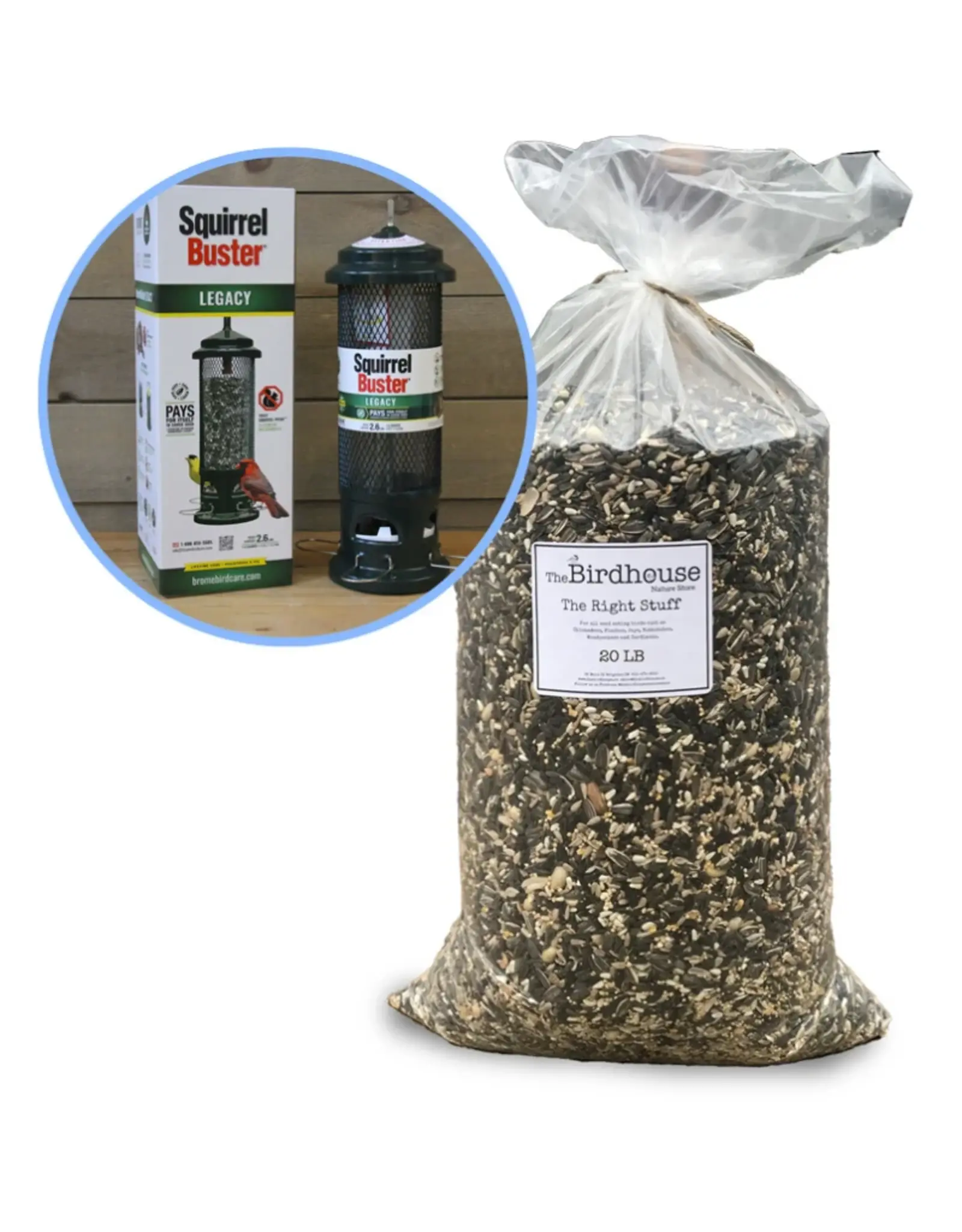 Birdhouse & Brome 20lb Right Stuff with Legacy Squirrel Buster + free 5lb Right Stuff