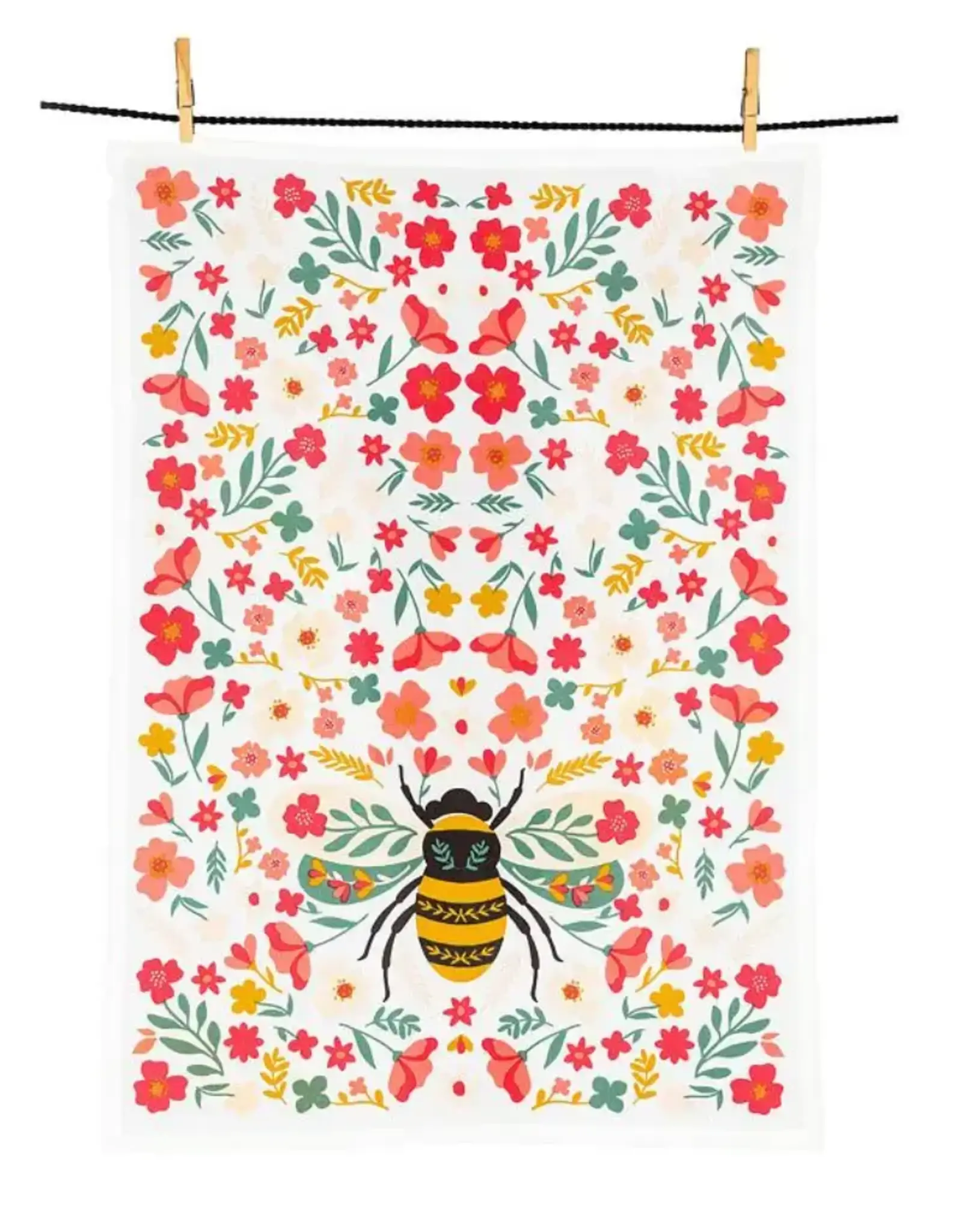 Abbott Colourful Floral Bee Kitchen Towel-20x28"L