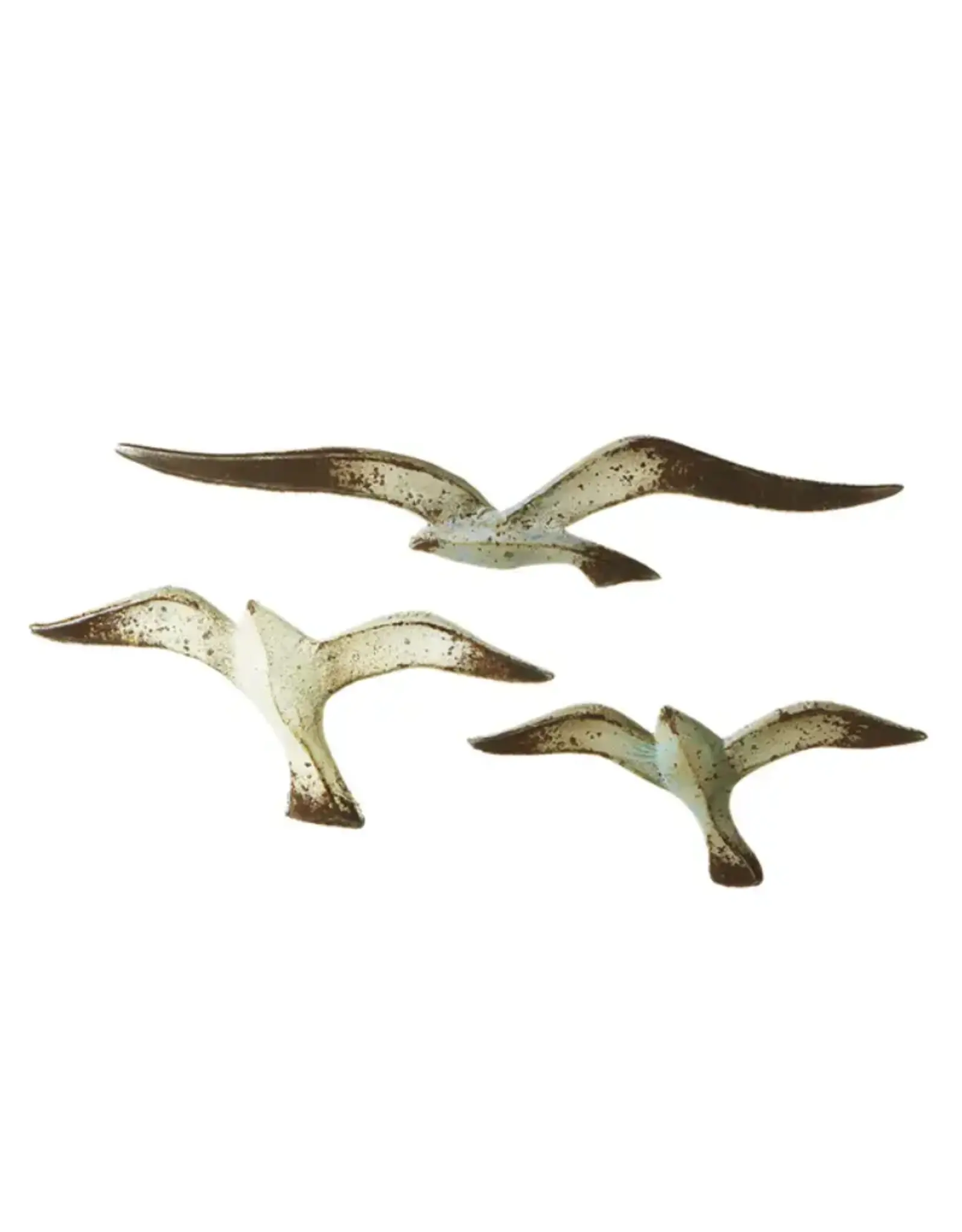 Ganz GZ138817 DISTRESSED FINISH GULL WALL ART 3PC METAL