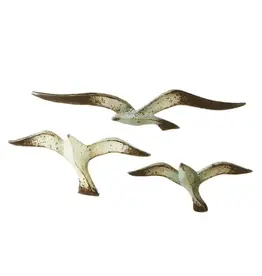 Ganz GZ138817 DISTRESSED FINISH GULL WALL ART 3PC METAL