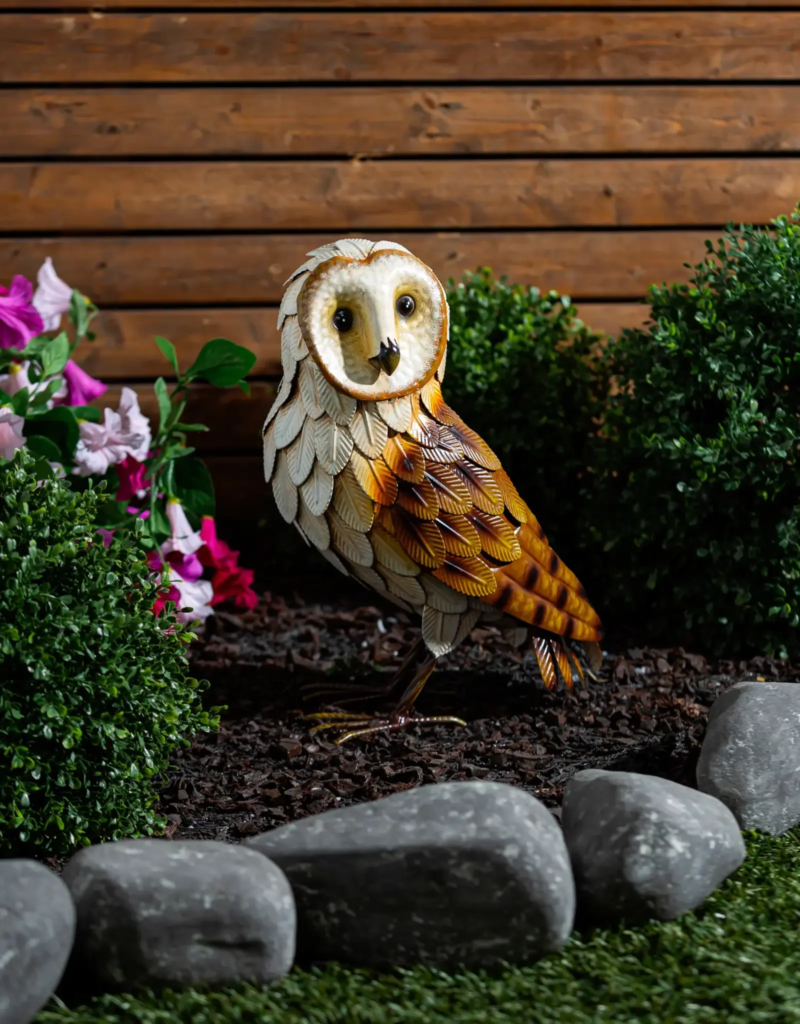 Evergreen EE5469 Metal Brown Barn Owl Statuary, 15" H