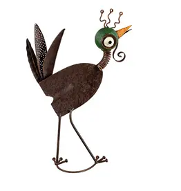 Evergreen EE234 Rustic Metal Chicken with Spring Neck statuary, 19.25"H