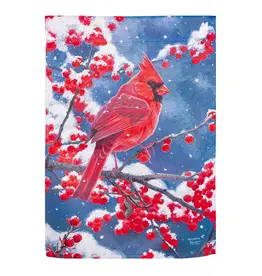 Evergreen EE13S12170 Red Cardinal Suede House Flag