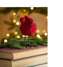 Evergreen Velveteen Cardinal with Metal Feet Evergreen Velveteen Cardinal with Metal Feet