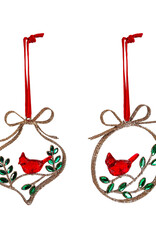 Evergreen Metal Ornament with Cardinal