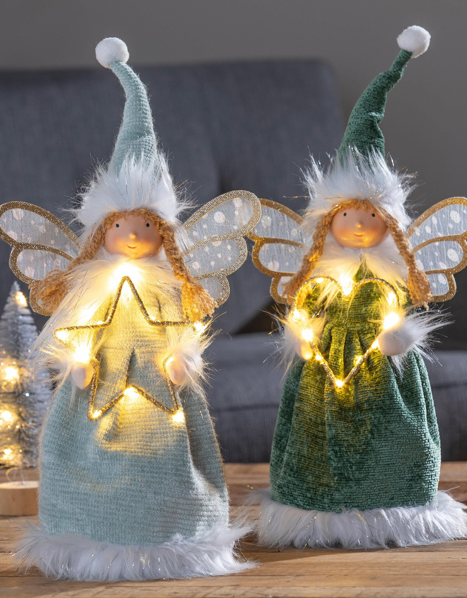 Evergreen 16" LED Fabric Angel Table Decor