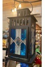 Artist- Andrew Reid ARLNTRNBW Stained glass Lantern by Andrew Reid, Blue/White w/ Silver Solder