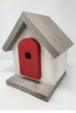 Artist Jean Long JL2208-1288 Jean Long  Red/White/Grey Birdhouse , 1.25" hole