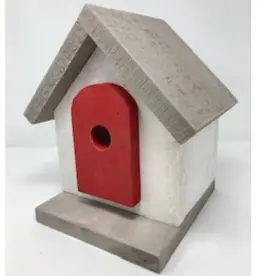 Artist Jean Long JL2208-1288 Jean Long  Red/White/Grey Birdhouse , 1.25" hole