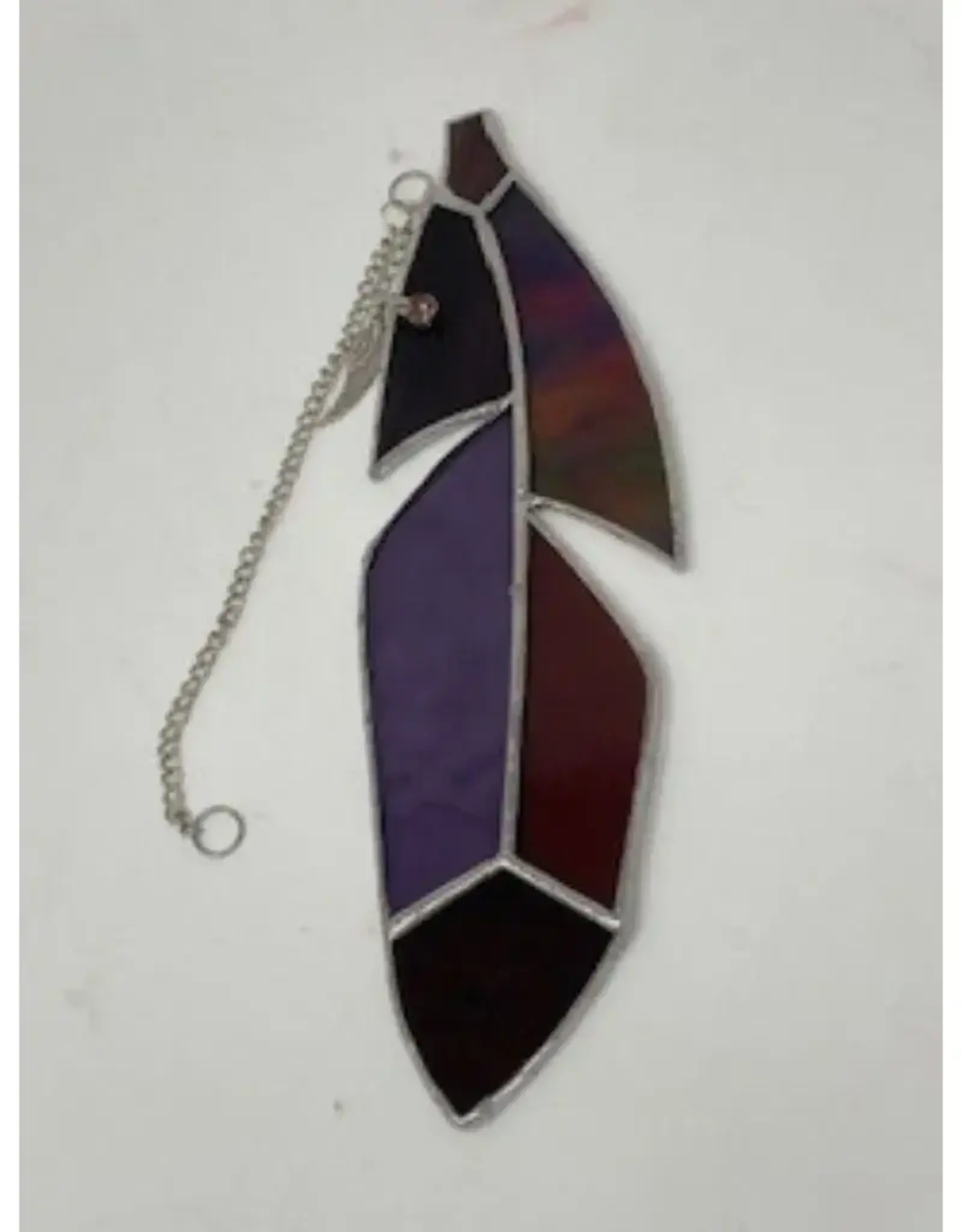 Artist- Andrew Reid Stained Glass Feather with Charm