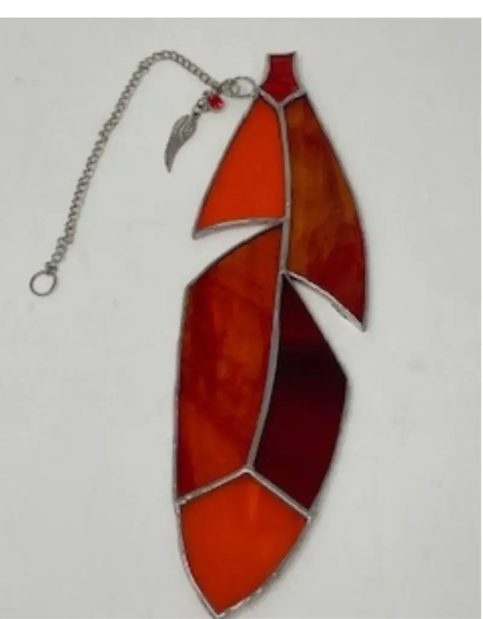 Artist- Andrew Reid Stained Glass Feather with Charm