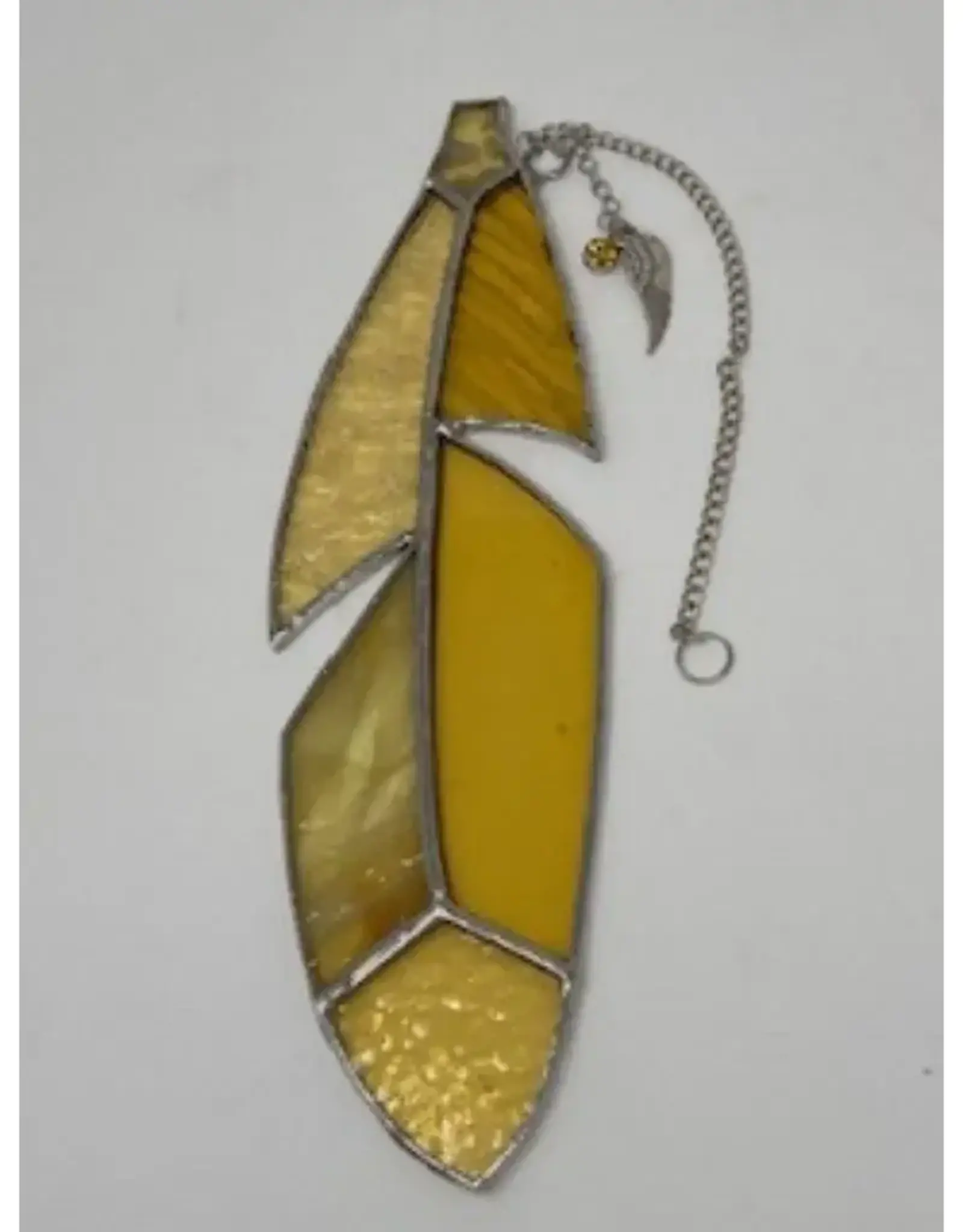 Artist- Andrew Reid Stained Glass Feather with Charm