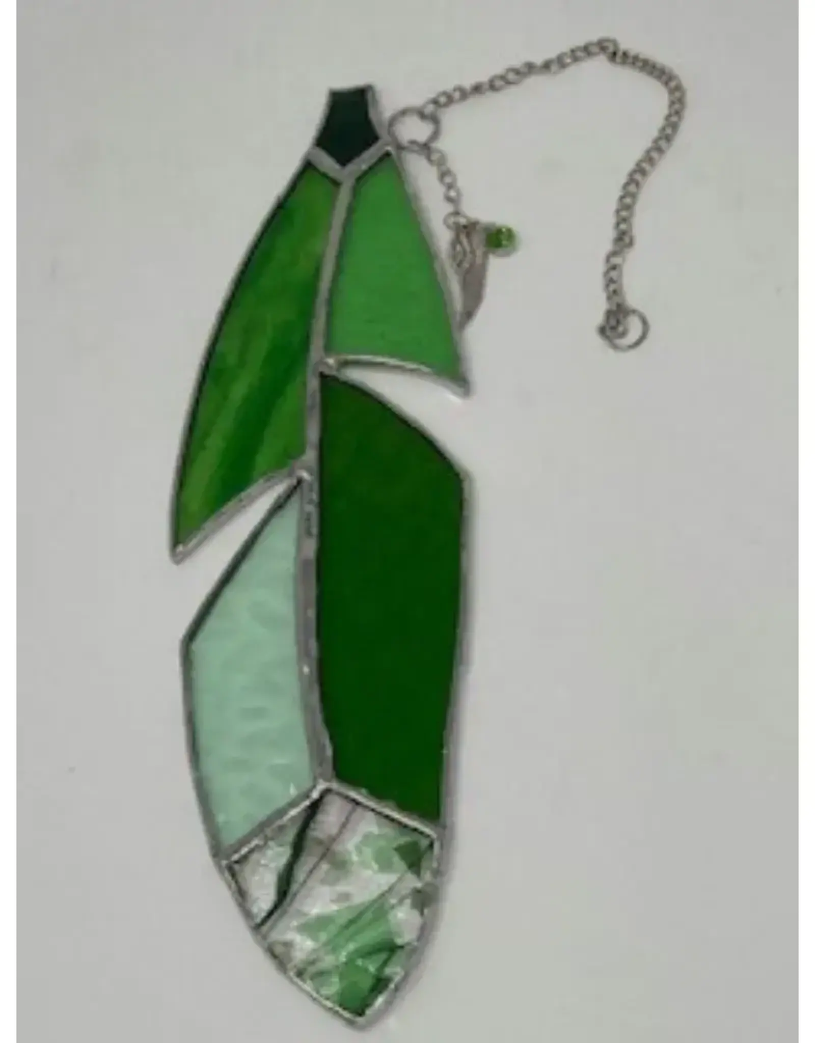 Artist- Andrew Reid Stained Glass Feather with Charm