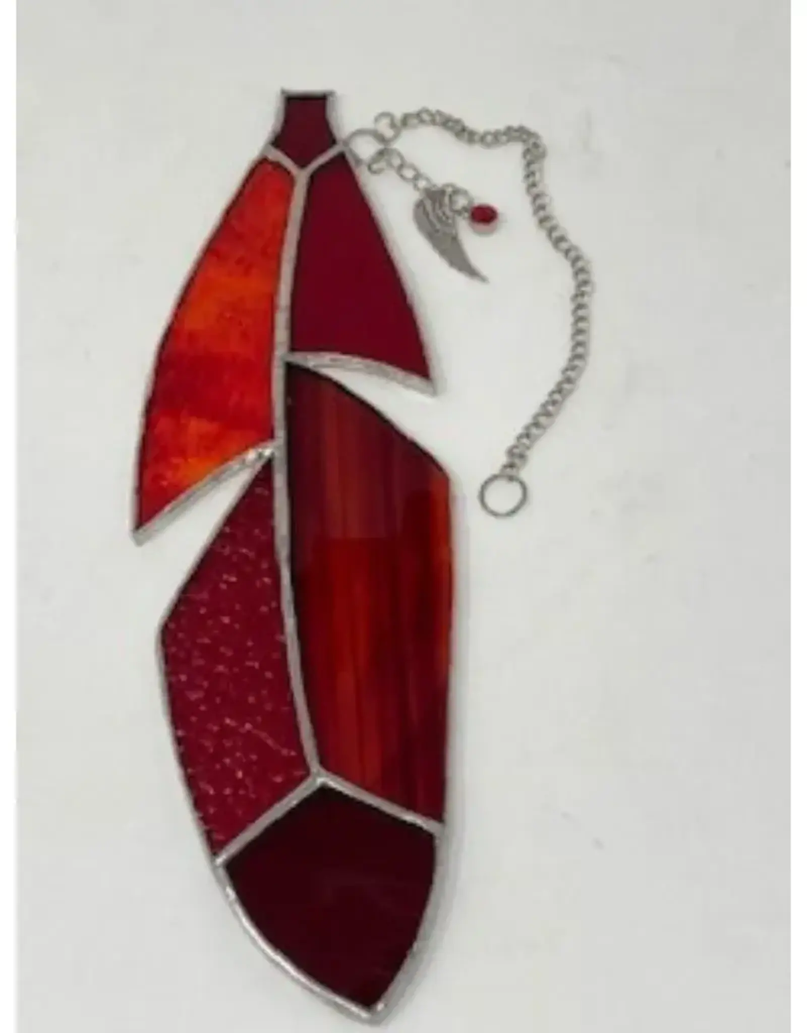 Artist- Andrew Reid Stained Glass Feather with Charm